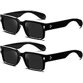 YDAOWKN Square Frame Sunglasses for Women Men Trendy Chunky Rectangle Sun Glasses Black Shades UV400 Protection