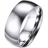 TTVOVO Mens Basic Ring Wedding Bands 2MM 4MM 6MM 8MM 10MM Stainless Steel Simple Rings for Men Women Silver/Black/Blue Engagement Band Plain Domed High Polished Comfort Fit Jewelry Gifts US Size 4-14