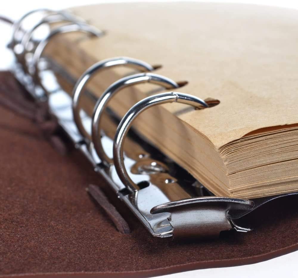 NectaRoy Vintage Retro PU Leather Cover Notebook Journal Diary, Leaf Pattern Spiral Blank String Daily Notepad, Kraft Paper - Image 4