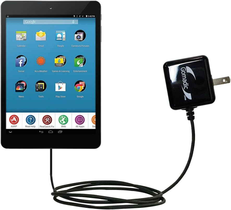 Gomadic Intelligent Compact AC Home Wall Charger Suitable for The RealPad 7.85 / MA7BX2 - High Output Power with a Convenient, Foldable Plug Design - Uses TipExchange Technology