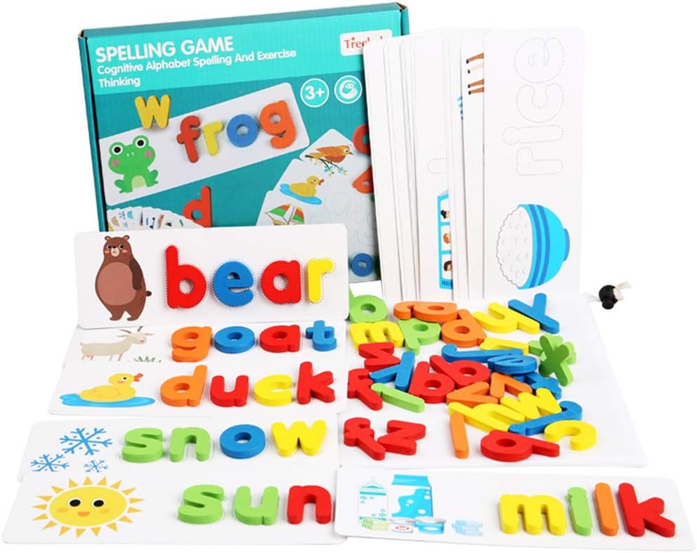 SKAKO Wooden Cardboard English Spelling Alphabet Game Early Education Educational (Free, Multicolor)