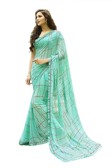 Women's Georgette Saree With Blouse Piece (SSSR7533SHNPL009_Sky Blue)