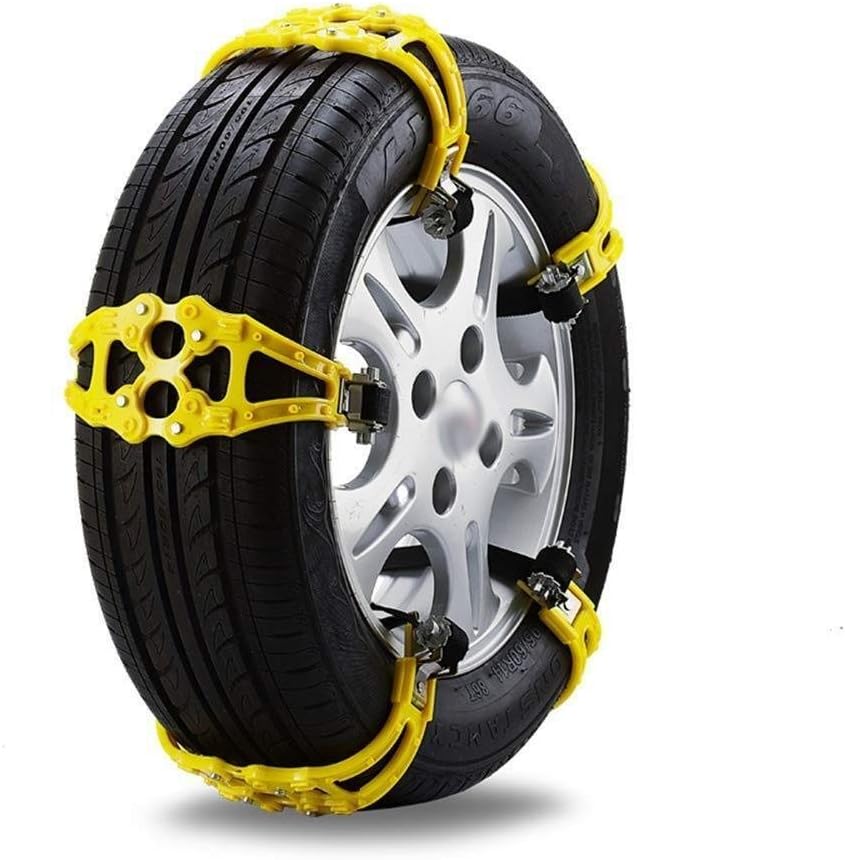 WGZ- Snow Chains 6 Car Snow Chains Anti-skid Tire Chains For Most Cars Non-slip Car Chain Car Emergency Chain Wear-resistant (Color : Yellow, Size : Free)
