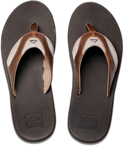 reef men's leather fanning flip flops