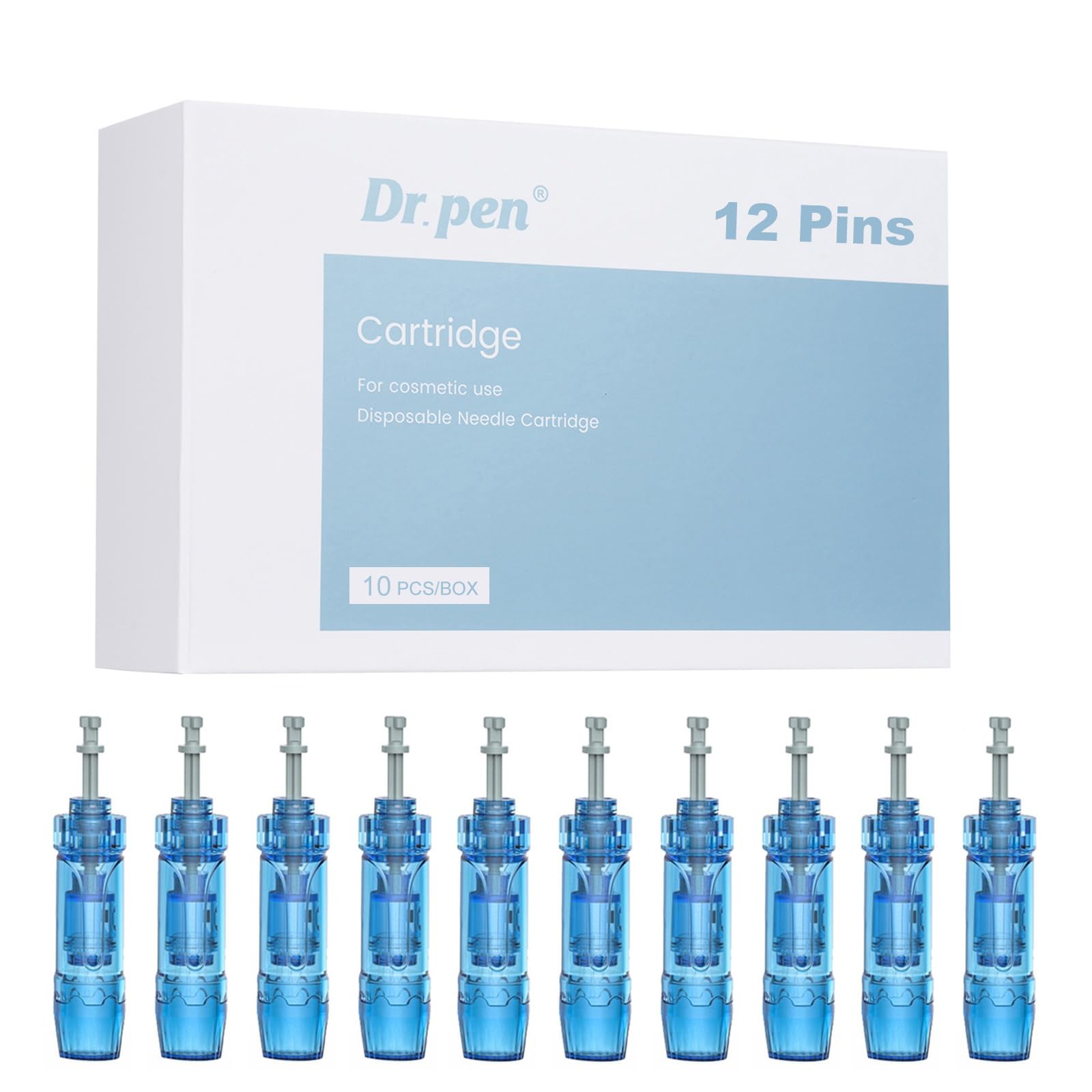 Dr.pen M8S Cartridges 12 Pins, 10Pcs Dr.pen Replacement Cartridges for Microneedling Pen M8S/A8S/A9 Model, Authentic Disposable Microneedling Cartridges (12 Pins, 10Pcs)