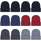 ZH 12-Pack Knitted Winter Beanie Hats for Men and Women, Warm and Cozy Cuffed Skull Caps, Bulk Purchase