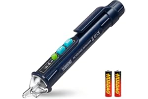 LETONNEY Voltage Tester, Non Contact AC Voltage Tester Pen, Wire Breakpoint Finder, Dual Range 12V-1000V/48V-1000V, Buzzer Flashing LED Alarm, Flashlight (Blue)