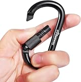 BEEWAY Locking Carabiner 3 Pack Aluminum D Ring Keychain Clip Black Blue Gold view 4