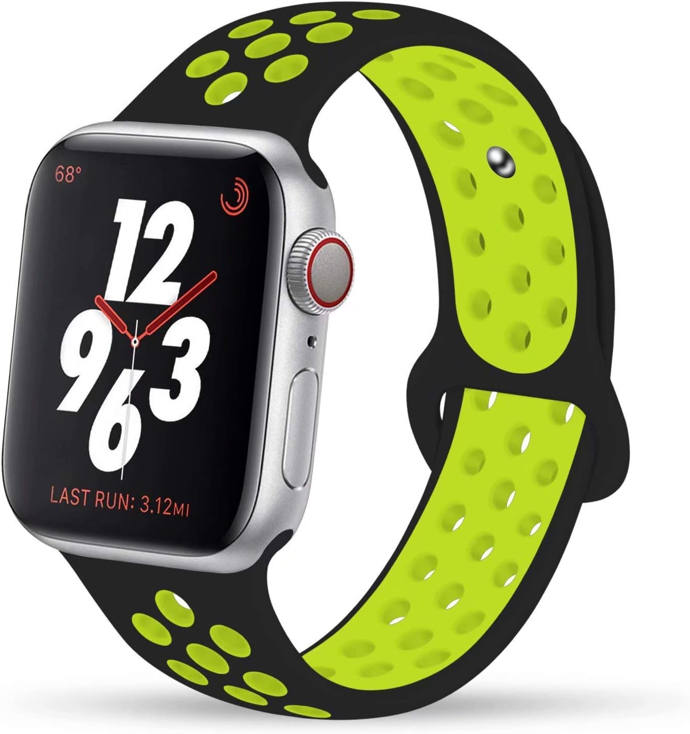 Prime Retail Compatible Apple Watch Band Strap for 42mm/44mm Soft Silicon Replacement Belt Strap Band for iWatch Series 5 4 3 2 1 - Black Volt Yellow