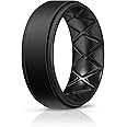 Egnaro Silicone Rings for Men 1/4/5/6/7 Multipack of Breathable Mens Silicone Rubber Wedding Rings Bands - Step Edge