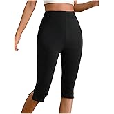 Verdusa Women's Split Capri Leggings High Waisted Knee Length Shorts