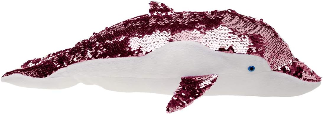 GiftsNBeyond 20” Dolphin Stuffed Animal Sequin Pillow for Couch Bed Chair Plush Stuffed Animals Toys
