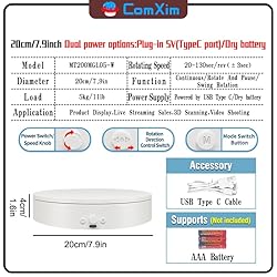 Rotating Display Stand with Type-C Power Cable, 360