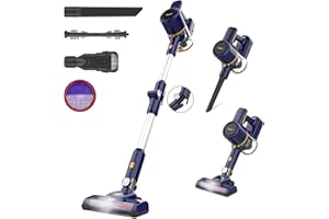 POWEART Cordless Stick Vacuum Cleaner, Powerful Cordless Vacuum Cleaner with LED Floor Brush, 6-in-1 Versatile Lightweight Quiet Rechargeable Vacuum Cleaner for Per Hair Home