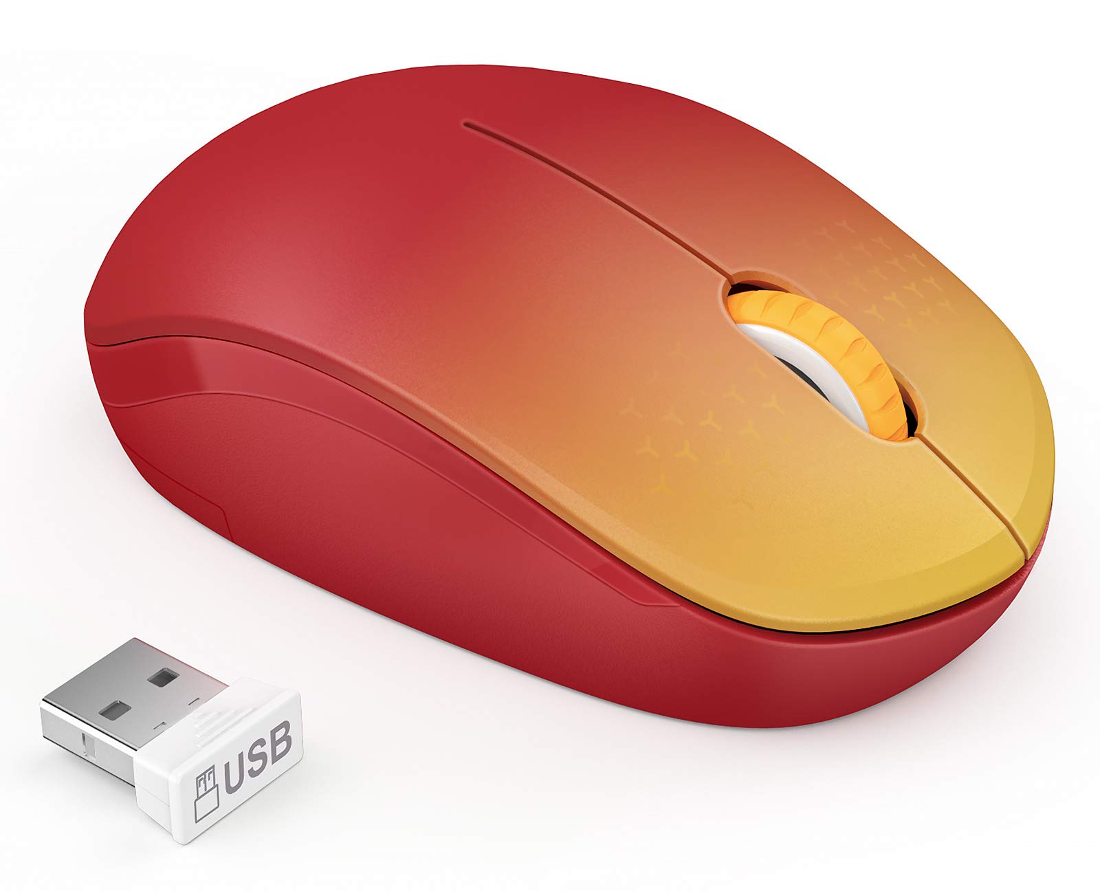 Photo 1 of seenda Wireless Mouse for Laptop, 2.4G Noiseless Mouse with USB Receiver - Optical Tracking Portable Computer Mice for Chromebook, PC, Tablet, Windows System, 24 Months Battery Life - Gradient Red
