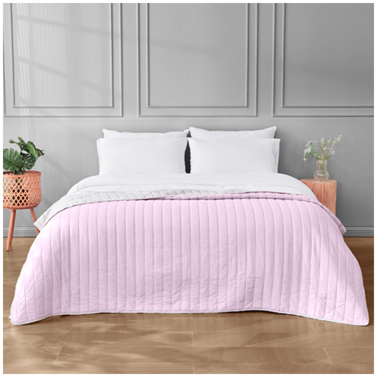 GC GAVENO CAVAILIA Reversible Quilted Bedspread Double Comforter Bed Throw 150x200 - Ultra Soft Quilt Bedspread Coverlet 100% Polyester - Purple