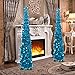 Joy-Leo 5ft Blue Pop Up Christmas Tree with Reflective Sequins, Designed for Small Spaces, Easy to Assemble, Save Your Space & Time, Model JL23