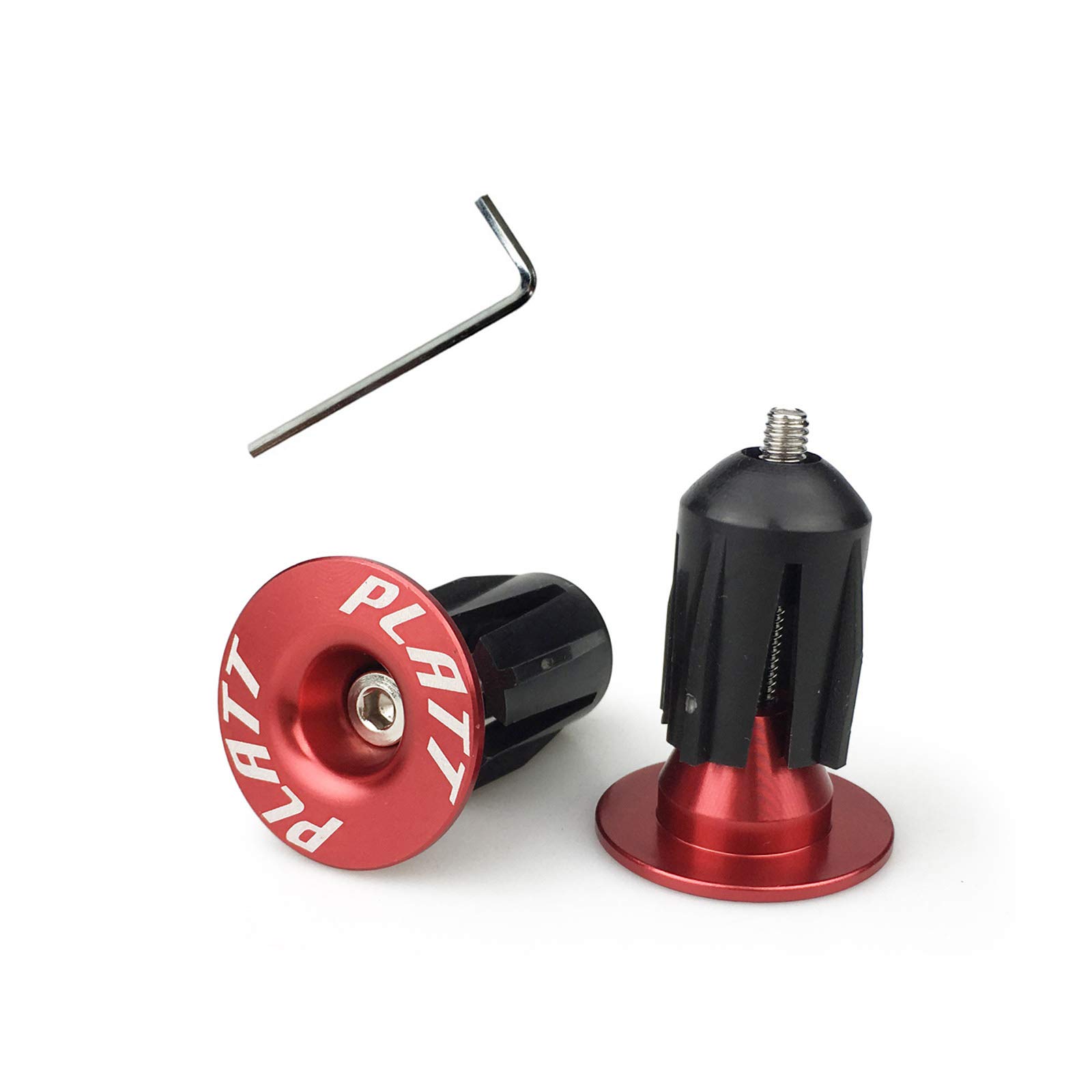 PLATT Bike Bar End Plugs Aluminum MTB Road Bike BMX Handlebar End Caps (Red,1 Pair)