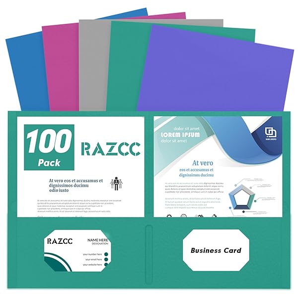 TWO POCKET FOLDERS, RAZCC 100 PACK 2 POCKET...