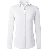 siliteelon Button Down Shirts for Women Long Sleeve Dress Shirts Wrinkle Free Collared Work Office Solid Blouses Tops