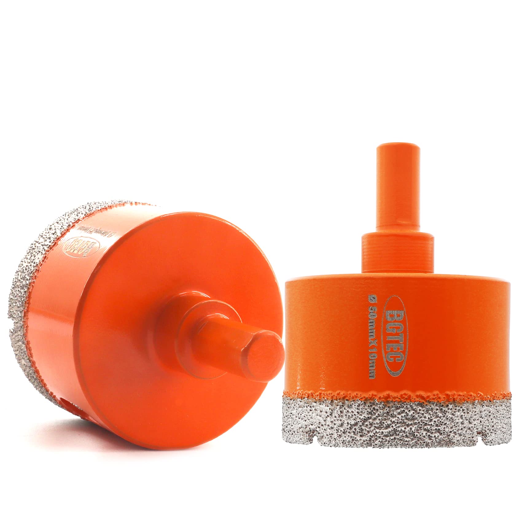 BGTEC Diamond Core Drill Bits, 2pcs 50mm Triangle Shank Hole Saw Drill Bits for Ceramic Porcelain Tile Marble Granite Stoneware Quartz Vacuum Brazed Diamond Drill Bit 65mm Length — image 1