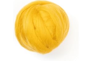 Kondoos Colored Natural Wool roving, 8 OZ. Best Wool for Needle Felting, Wet Felting, handcrafts and Spinning. (Mustard)
