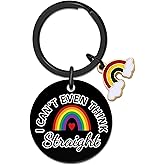 EoffIvan Valentines Day Gifts For Him Gay Gifts For Guys Keychain Lesbian Christmas For Lgbt Lesbian I Can'T Even Think Straight Keychain Lgbtq Stuff Pride Birthday Rainbow Gift For Gay Men Lesbians