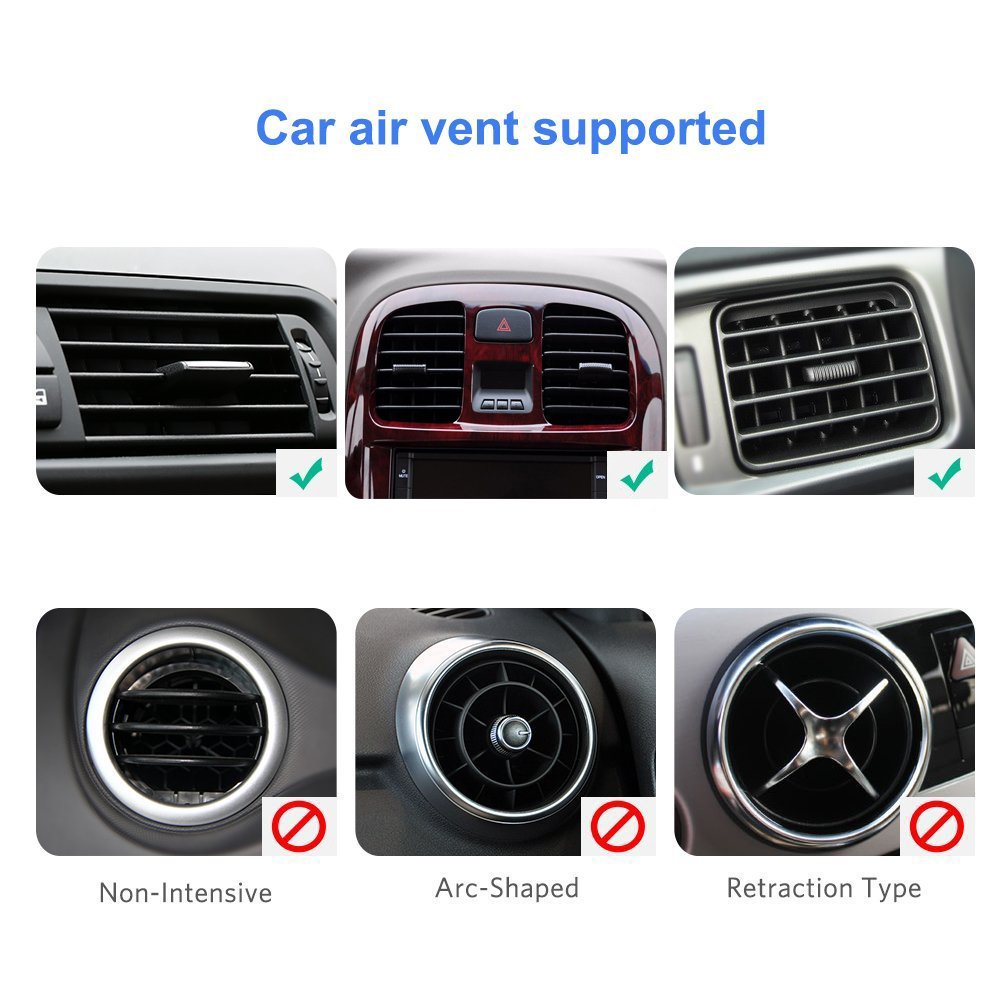 LENPOW Cell Phone Mounts Holder for Car Air Vent Universal Mobile cradle Aluminum Stand Gravity Auto Lock and Release for iPhone X 8 7 6s 6 Plus Samsung Galaxy s8 S7 S6 LG Nexus Sony Nokia up to 6.2\