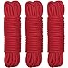 BONTIME All-Purpose Soft Cotton Rope - 32 Feet Length,1/3-Inch Diameter (Red,Pack of 3)