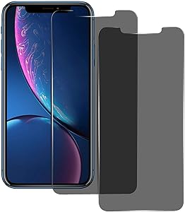 Asstar Privacy Tempered Glass Screen Protector for Apple iPhone 11 (Xi) 2019 / Xr 6.1 Inch, Privacy Tempered Glass Screen Protector Black Film Anti Spy / Scratch Easy Install Case-Friendly (2 Pack)
