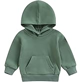 Lukivech Toddler Baby Boy Girl Hoodies Solid Color Long Sleeve Kangaroo Pocket Hooded Sweatshirt Top Fall Winter Clothes