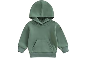 Lukivech Toddler Baby Boy Girl Hoodies Solid Color Long Sleeve Kangaroo Pocket Hooded Sweatshirt Top Fall Winter Clothes