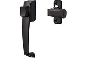 Ideal Security Door Handle with Inside Latch for Storm and Screen Doors, Black (2-Piece Set)