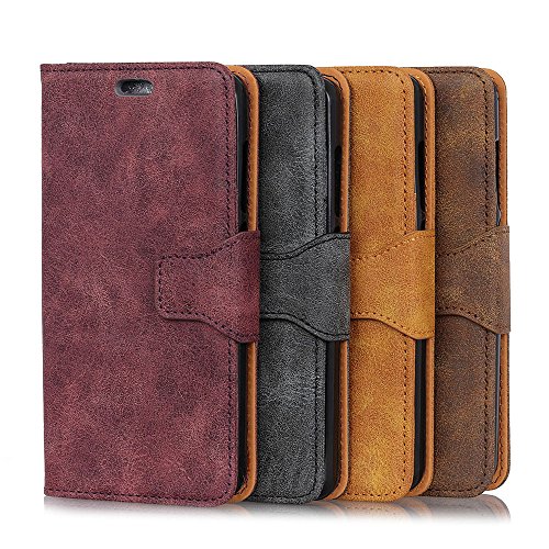 Scheam Motorola Moto G6 Wallet Leather Case with Protective Durable Leather Case Compatible with Shell Folio flip Cell Phone Cover Bag with Card Slots,Cash Pocket,Brown