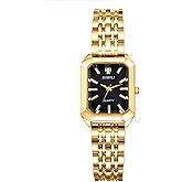 Avaner Women's Gold Square Watches: Stainless Steel Strap Analog Quartz Elegant Ladies Bracelet Wrist Watch