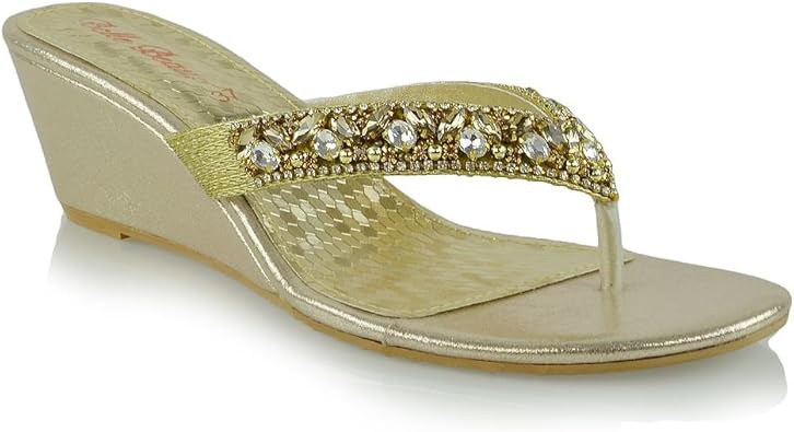 Low wedge diamante sandals Clearance