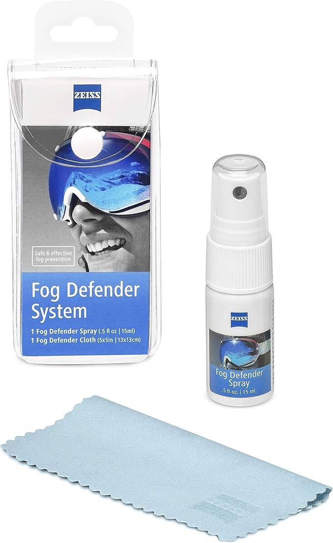 ZEISS Fog Defender System Anti-Fog Spray for Glasses – 1 Spray Bottle and 1 Microfiber Cloth