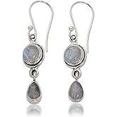 NOVICA Artisan Handmade Dangle Earrings .925 Sterling Silver India Fortune Birthstone