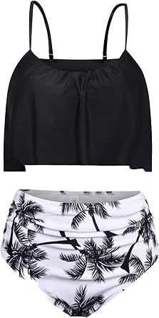 black ruffle bathing suit top