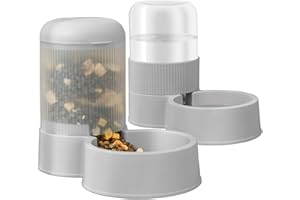 MDEHOPET Gravity Cat Feeder with 2.8L Capacity, BPA Free, Eco-Friendly, Food Grade Materials, Big Mouth Design, Siphon Device for Water Dispenser