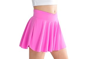 BKIXHV Girls' Athletic 2-in-1 Flowy Cheer Dance Biker Shorts Tennis Skirt Butterfly Skorts with Pocket for Girl Size 5-14 Years