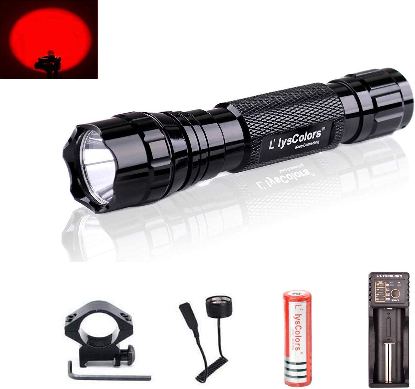 Red Light LED Coyote Hog Pig Varmint Predator Hunting Flashlight for Picatinny Weaver Rail Air gun AR15