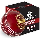 ONEGlobal Select Leather Cricket Ball | 100% Handcrafted, 156g - 5.5oz, 4-Piece Construction | Ideal for T20, Net Practice, Training etc.