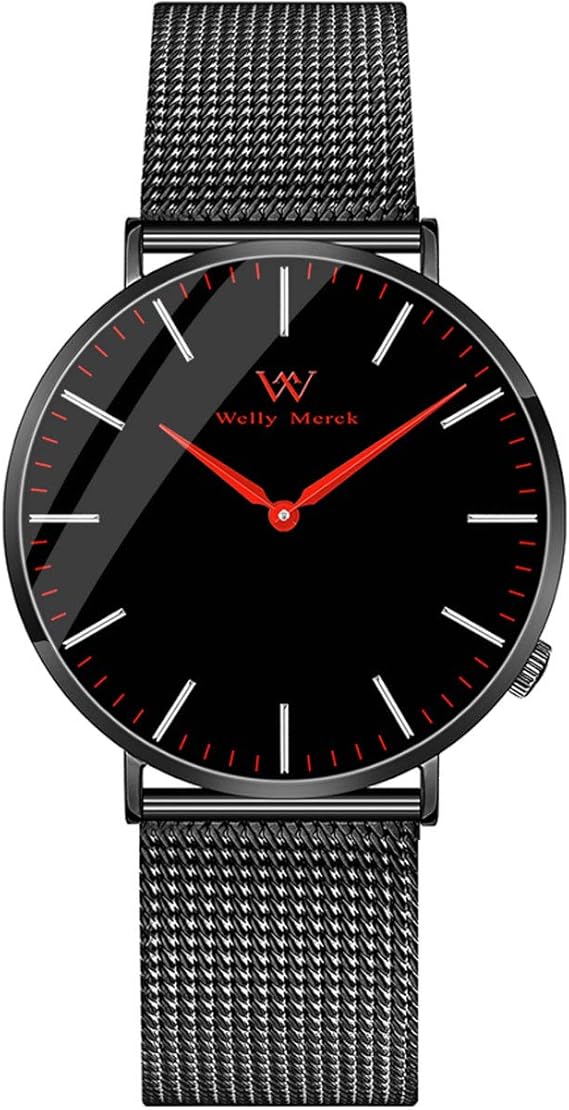 Amazon Welly Merck 時計 レディース ビジネス スイスブランド サファイアガラス 36ｍｍブラック文字盤 18ｍｍ 交換可能ストラップ 5atm防水 並行輸入品 レディース腕時計 腕時計 通販