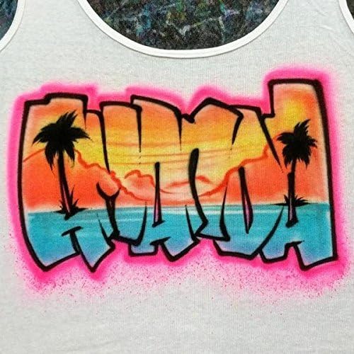 Personalized Airbrush T shirt - Beach Graffiti Name