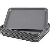 Yarebest 12-Pack Plastic Fast Food Service Trays, Rectangular Cafeteria Tray