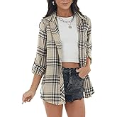 NUOREEL Women’s Plaid Flannel Button Down Shirt Long Sleeve Casual Blouse Top with Pocket