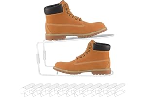 Vzpinko 12Pack Shoe Slots Organizer Metal Shoe Stacker Shoe Storage Organizers for Closet Space Saver 50% Shoe Rack Holder for a Pair of Shoes (White)