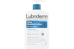Lubriderm Fragrance Free Daily Moisture Lotion + Pro-Ceramide, Shea Butter & Glycerin, Face, Hand & Body Lotion for Sensitive Skin, Hydrating Lotion for Healthier-Looking Skin, 16 fl. oz
