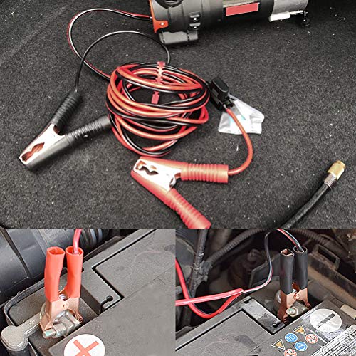 YOTINO Female Cigarette Lighter Socket,10FT/3m Long 12V/24V 16AWG Heavy Duty Battery Clip-On Cigarette Lighter Adapter Extension Cord Accessory 15A/25A Fuse Holder for Car Tire Inflator Air Compressor